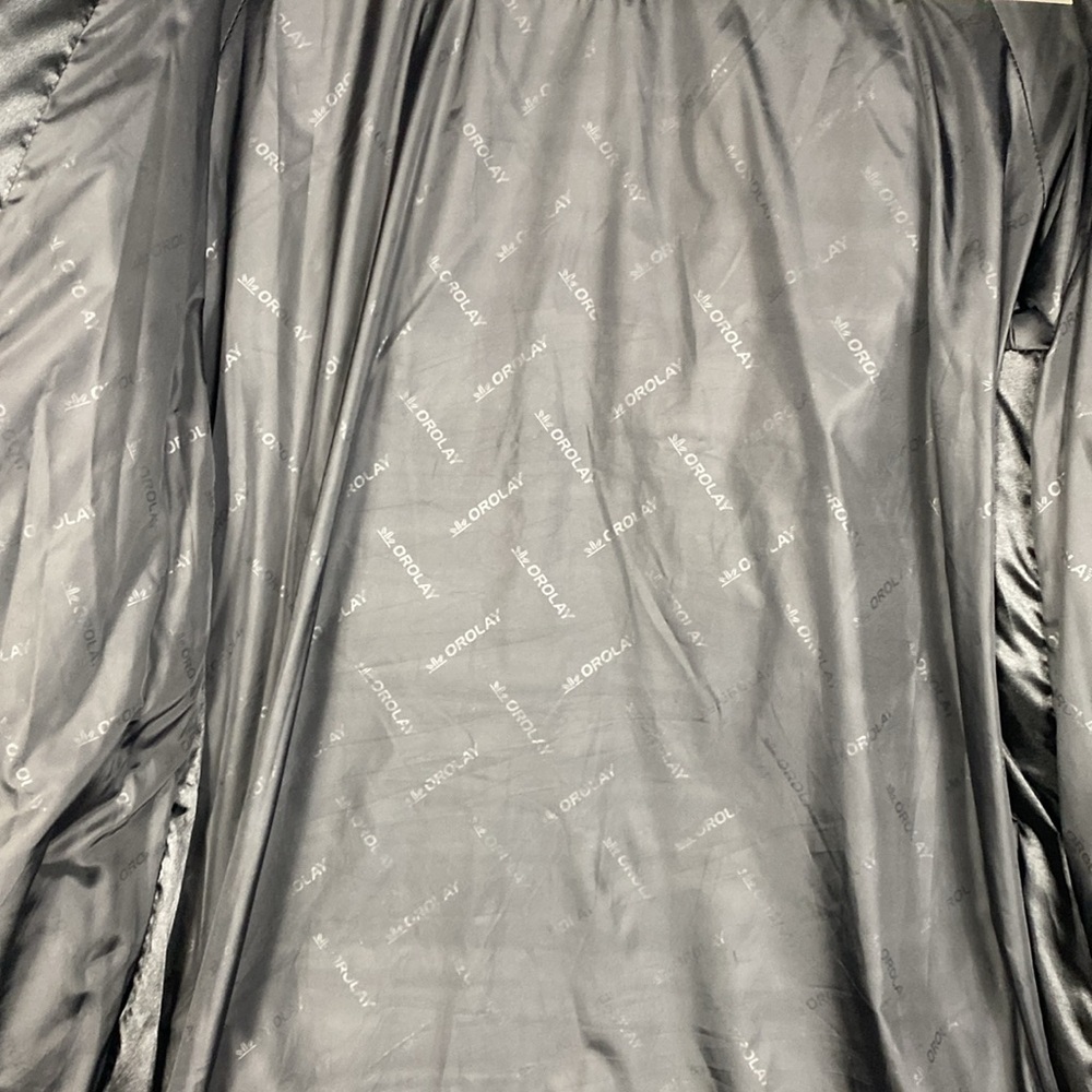 Orolay black satin finish puffer coat S duck down fill urban edgy mid length - Picture 12 of 13